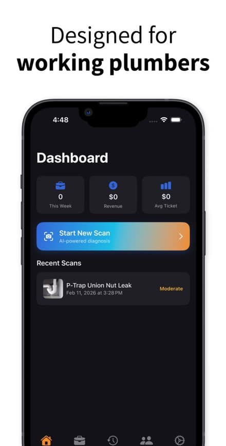 FixIQ Plumber app on a phone screen