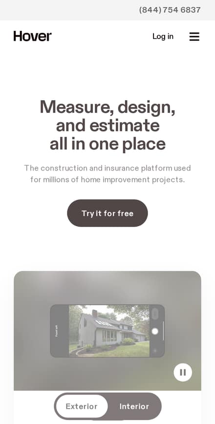 Hover website on a phone screen