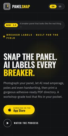 Panel Snap website on a phone screen
