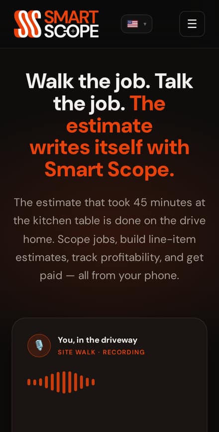 Smart Scope website on a phone screen