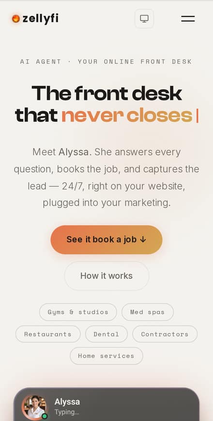 Zellyfi website on a phone screen